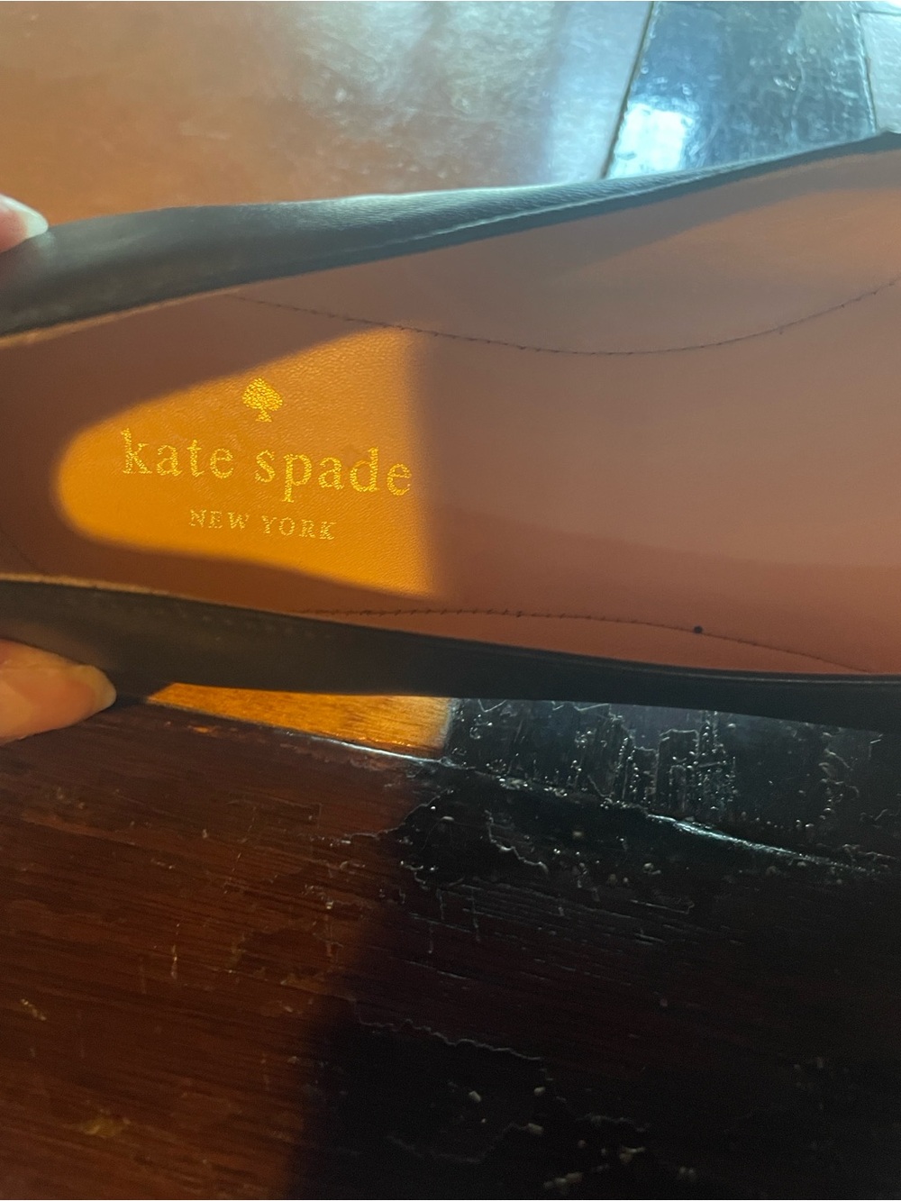 kate spade Black Leather Bulldog Appliqué Flats - Picture 7 of 7